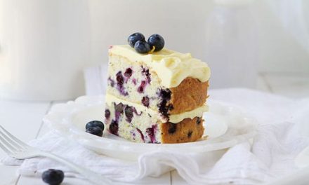 Zucchini Blueberry Cake with Lemon Buttercream Frosting
