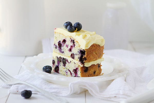 Zucchini Blueberry Cake with Lemon Buttercream Frosting